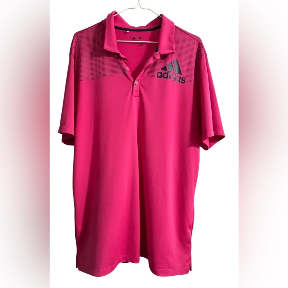 adidas Climalite Short Sleeve Golf Polo Size L 1/4 Button. SKU9
